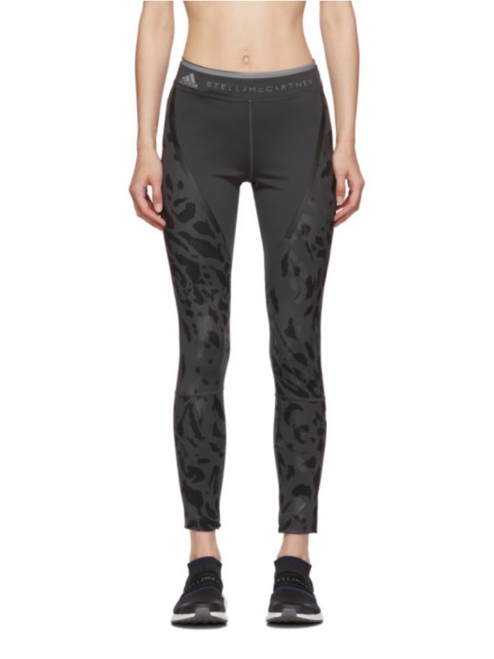 Adidas by Stella McCartney Gray Parley Long Run Tights Leopard Print Leggings